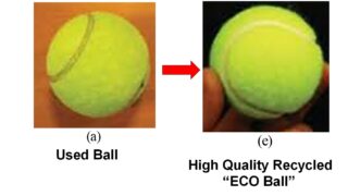 テニスラケットの科学（647）：テニスボールのリサイクル・再利用（７） ：硬式テニスボールのリサイクル提唱と高品質再生「ECOボール」の研究開発＊（６）  使い古した硬式テニスボールを新品同様によみがえらせる「エコボール」の開発と普及 ...
